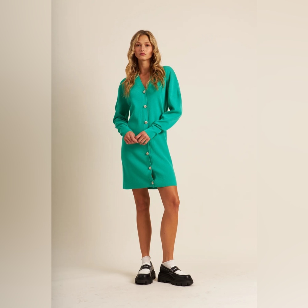 John + Jenn Jackie Teal green blue aqua Long Sleeve Dress sweater dress